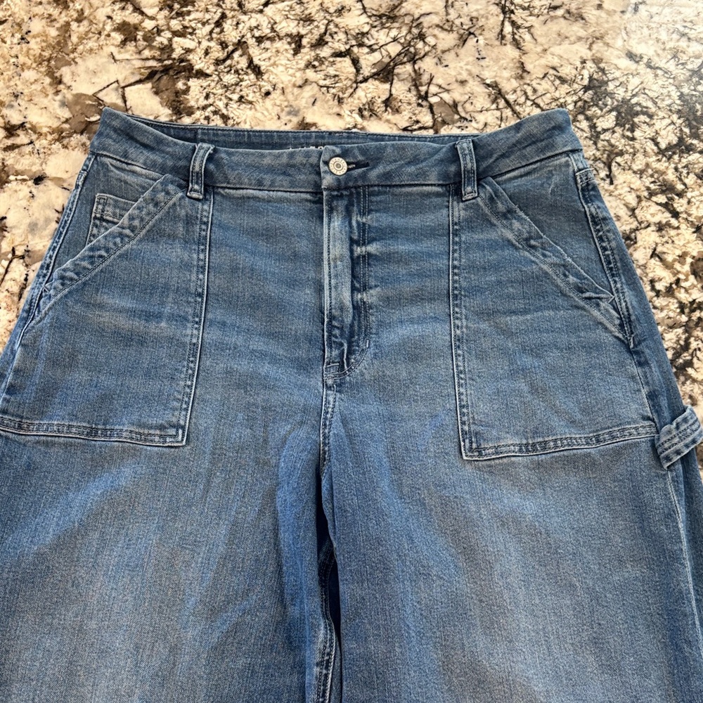 American Eagle Outfitters Women's Super High Rise Baggy Wide Leg Blue Jeans